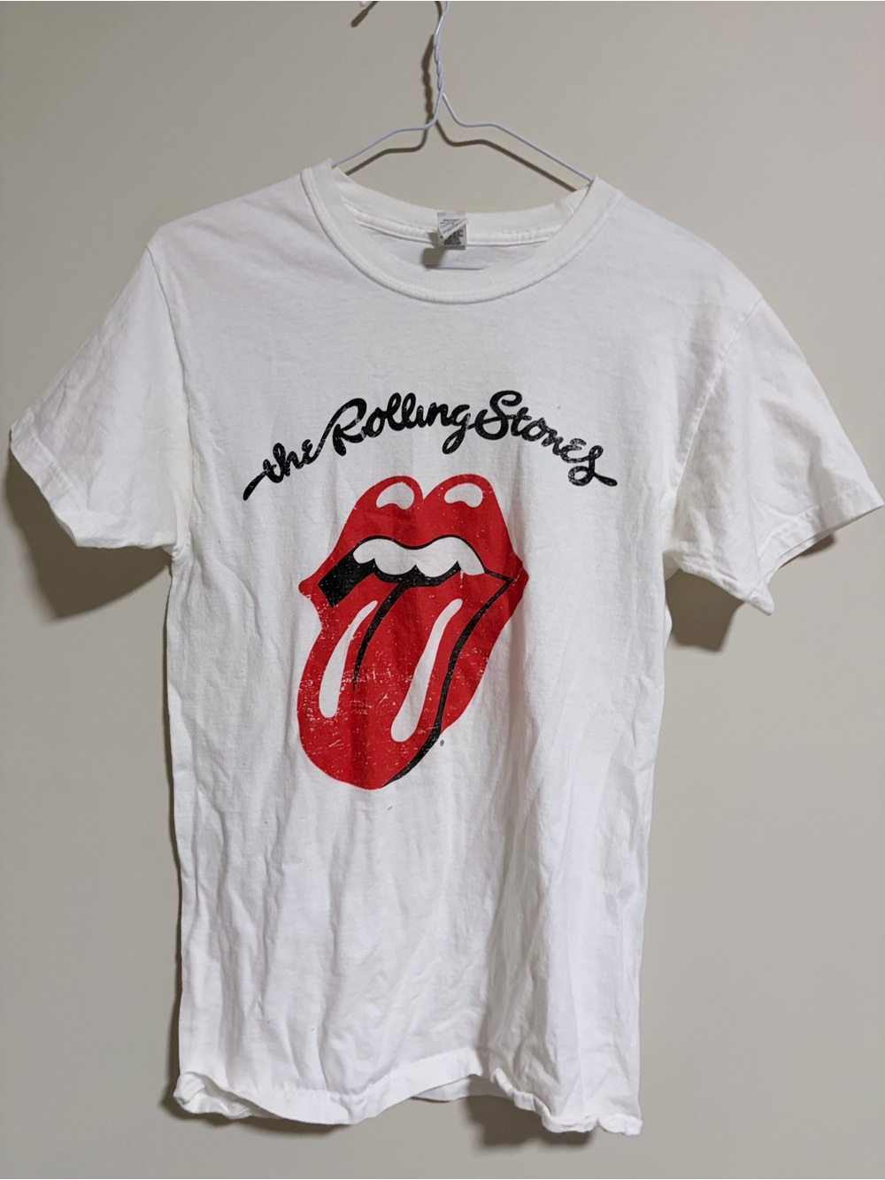 the Rolling Stones White Tee with Red Tongue Logo